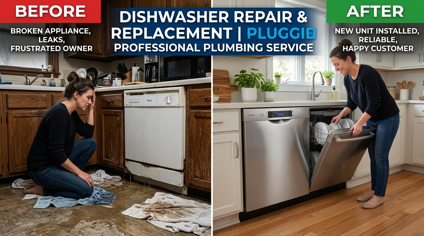 Before and After Dishwasher Repair and Replacement — Fox Auro Plumbers Aurora CO