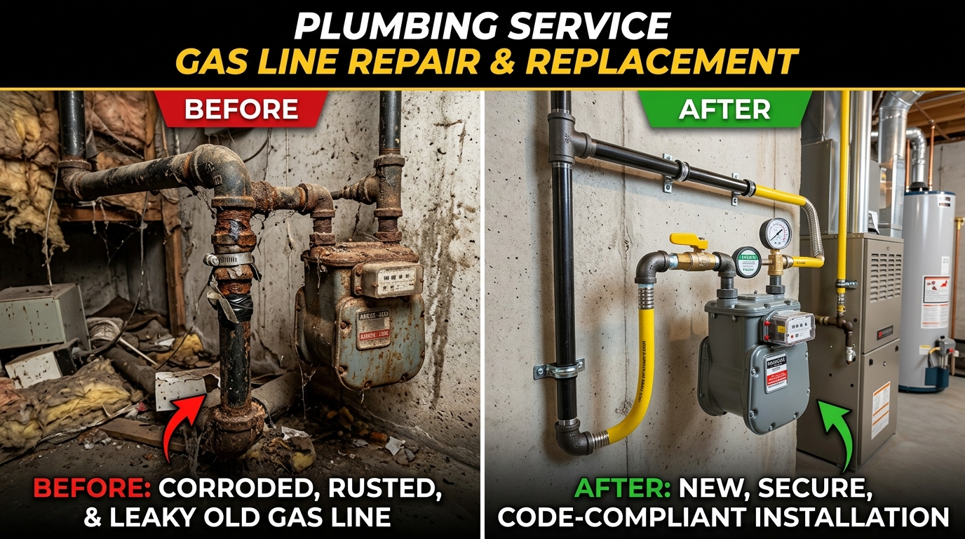 Before and After Gas Line Repair and Replacement — Fox Auro Plumbers Aurora CO