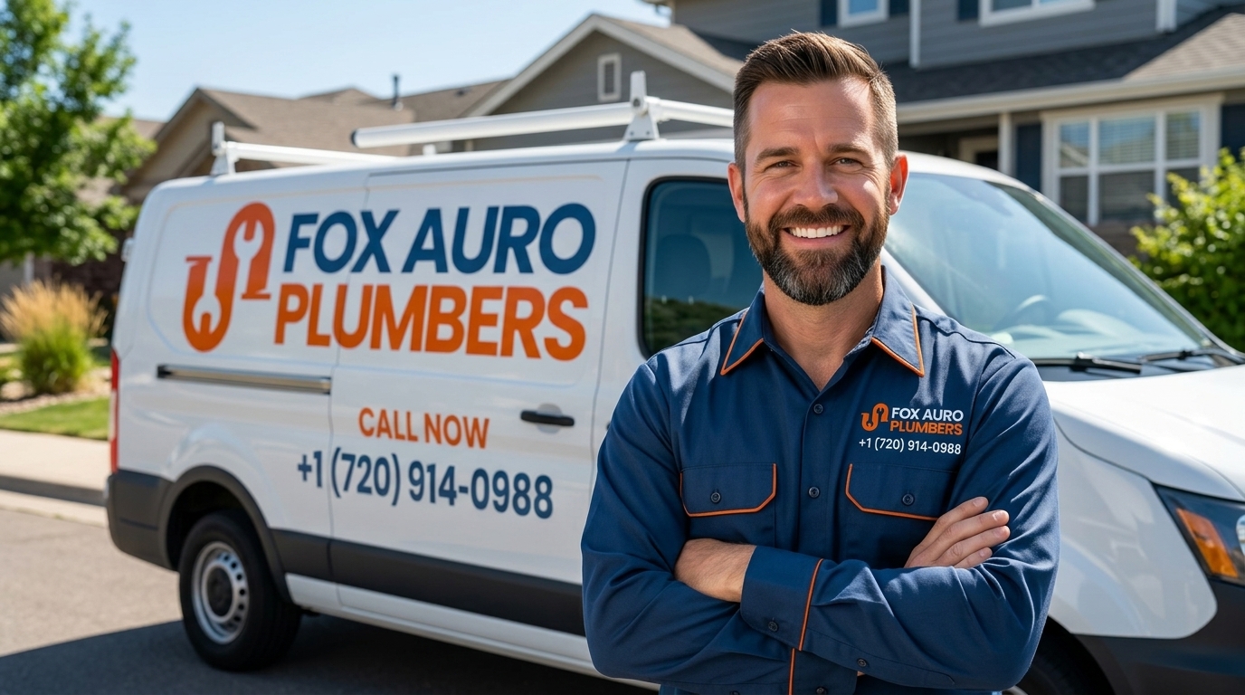 Fox Auro Plumbers local Aurora CO emergency plumbing professional standing beside fully stocked service van ready for dispatch
