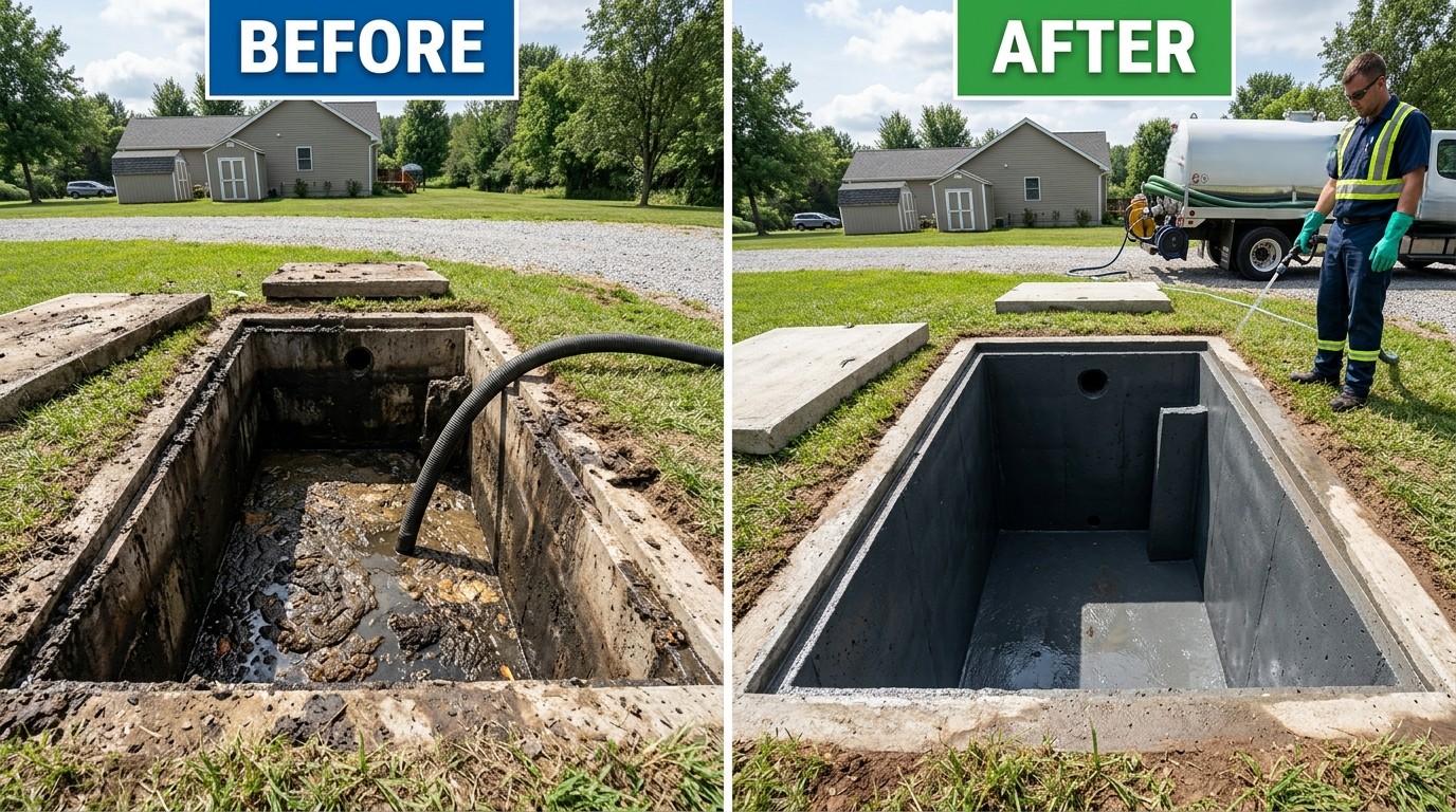 Before and After Septic Tank Cleaning and Pumping in Aurora CO by Fox Auro Plumbers