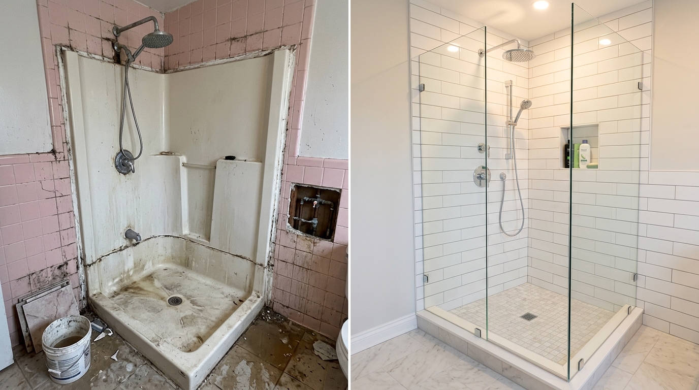 Before and After Shower Repair & Replacement — Fox Auro Plumbers Aurora CO
