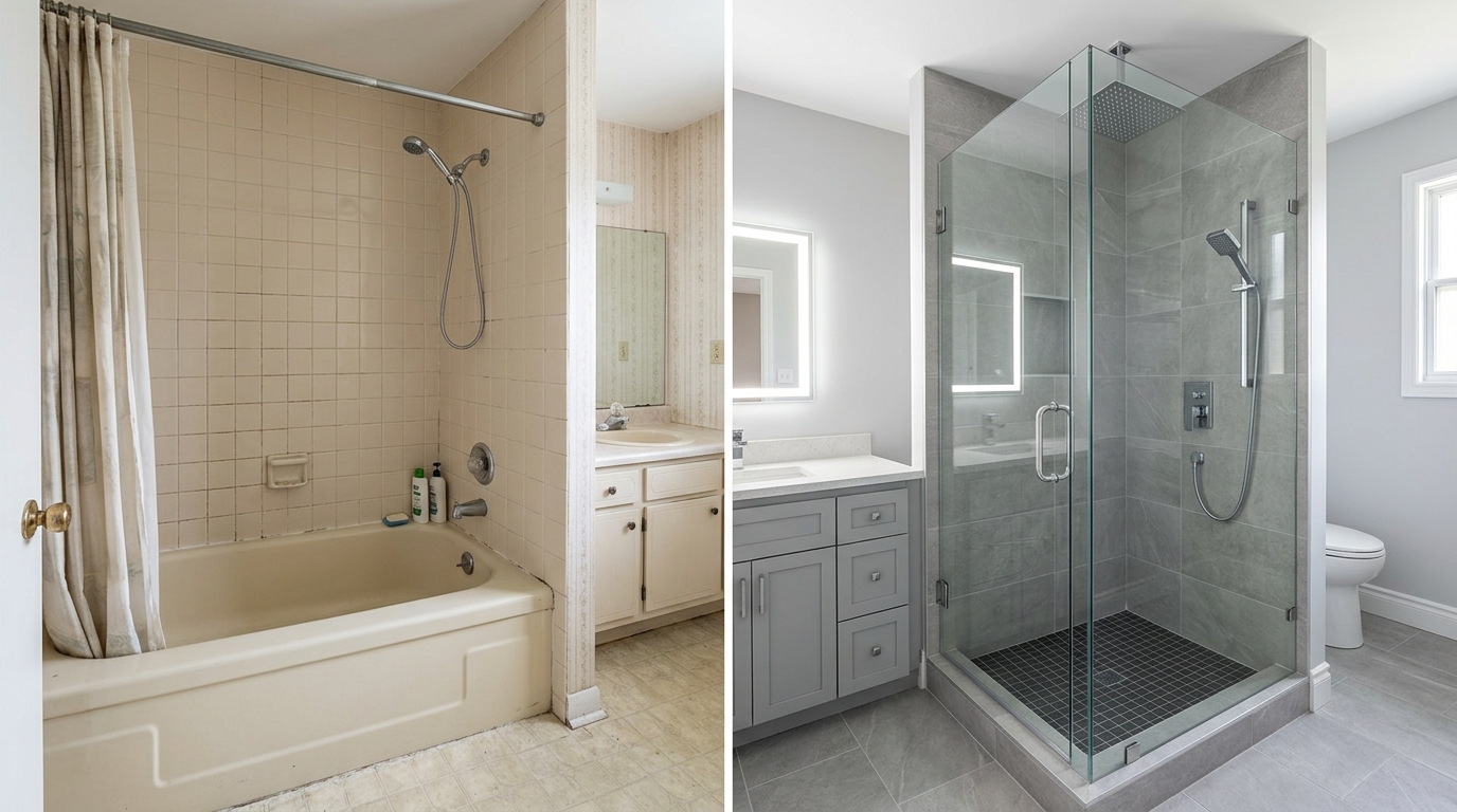 Before and After Tub-to-Shower Conversion — Fox Auro Plumbers Aurora CO